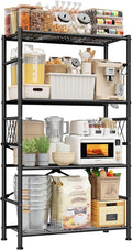 Wire Shelving Storage Rack with Hooks,Metal Shelving Units Shelf Organizer,Wobble-Free Garage Shelving with Adjustable Leveling Feet for Kitchen Pantry Laundry Bathroom Closet Dorm,12"D x 30"W x 60"H