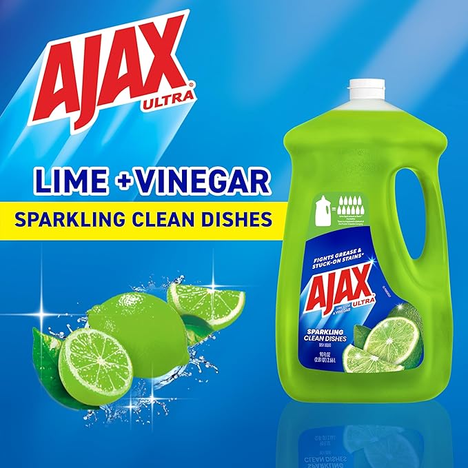 Ajax Dish Soap, Liquid, Vinegar and Lime | 90 oz Bottle | Pack of 2 | Ultra Formula