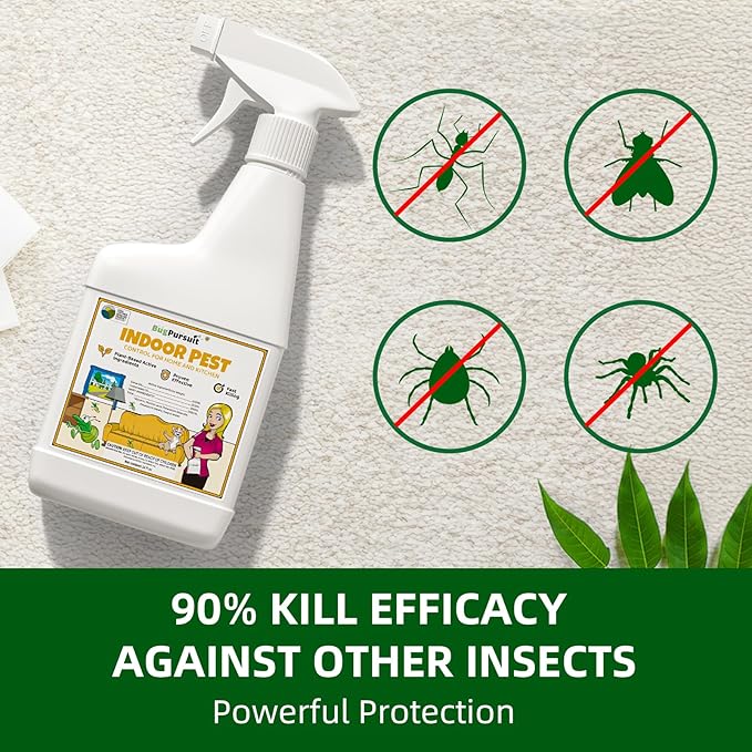 Bed Bug Spray 24 Oz, Carpet Beetle Killer, Indoor & Outdoor Bug Control for Mite, Ant, Spider and Flea, Plant Extract Based Non Toxic Bed Bug Killer, Child & Pet Safe