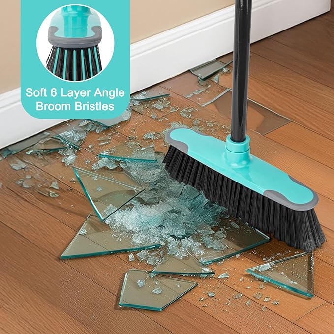 KeFanta Broom for Sweeping Indoor,55" Long Handle House Broom,Soft Bristle Angle Brooms for Floor Cleaning, Kitchen, Garage, Hardwood, Lobby,Patio and Garden