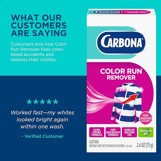 Carbona® Color Run Remover | Powerful Color Bleed Eliminator | Fixes Color Run Accidents | 2.6 Oz, 2 Pack