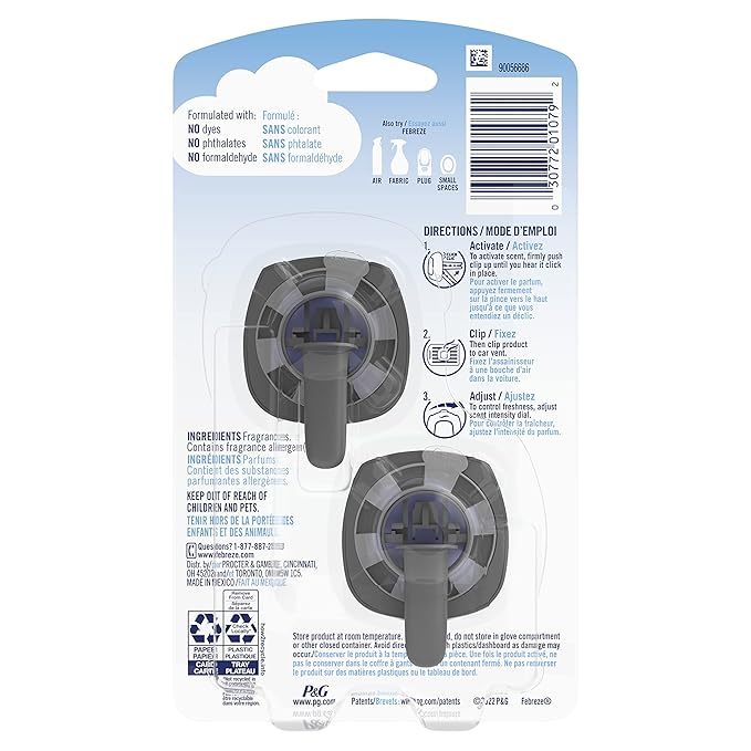 Febreze Midnight Breeze Air Freshener Vent Clips - 1ct