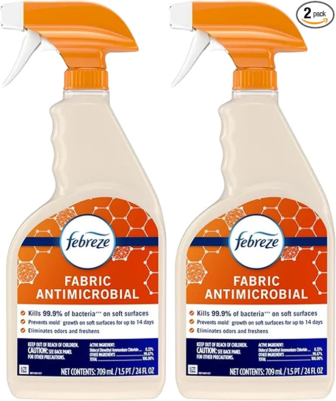 Febreze Fabric Odor-Fighting Sanitizing Fabric Spray for All Fabrics in Hotels, Restaurants and Businesses, Fresh Clean Scent, 24 Fl oz, (Pack of 2)