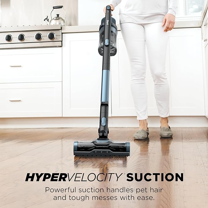 Shark Pet Cordless Stick Vacuum with XL Dust Cup, LED Headlights, Removable Handheld Vac, Crevice Tool, Portable Vacuum for Household Pet Hair, Carpet & Hard Floors, 40min Runtime, Ice Blue, IX141AMZ