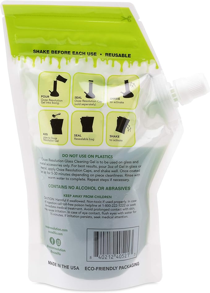 Ooze Resolution Gel Glass Cleaner (6 Pack 240ML Each) - Liquid Cleaning Solution Natural Clay-Based Non-Toxic Formula Glass and Metal Cleaner - Reusable - Non Abrasive Grunge Off