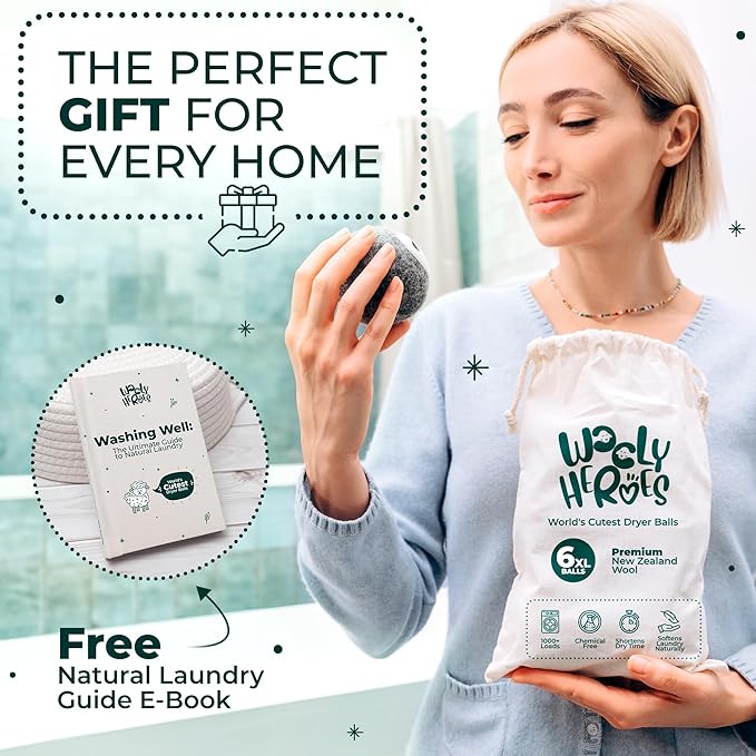 No More Dryer Sheets! XL Wool Dryer Balls 6-Pack, Reusable Laundry Softener & Static Reducer, Eco-Friendly, Long-Lasting, Safe for Sensitive Skin