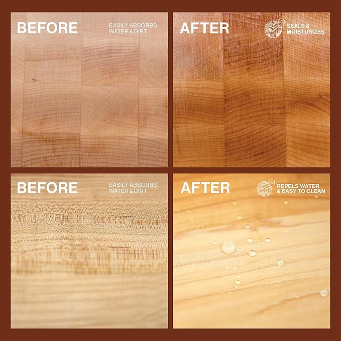 John Boos 3-Piece All-Natural Care & Maintenance Set - 16 oz Mystery Oil, 5 oz Board Cream & Round Applicator for Butcher Blocks, Cutting Boards, Wood Countertops, and Wooden Utensils