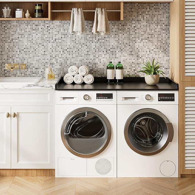 Washer Dryer Countertop, Laundry Room Organization and Storage, 27.6" x 54" Wood Laundry Countertop for Washer and Dryer, Black
