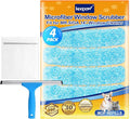 KEEPOW 14" Microfiber Window Scrubber Refill Replacement Compatible with MR.SIGA, Compatible with Ettore Professional Window Cleaning, Reusable & Washable Window Squeegee for Home (4 Pack)