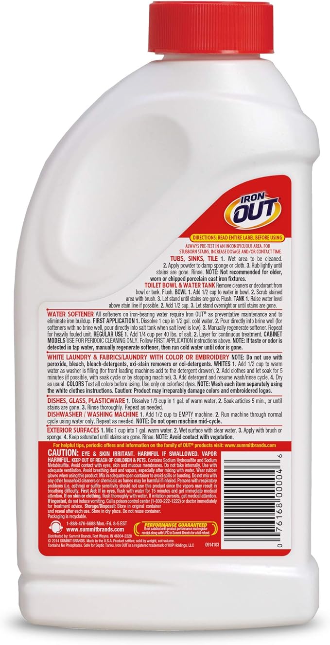 IRON OUT IO30N Rust Stain Remover Powder, 1 lb 12 oz Bottle, 2 Count (Pack of 2)