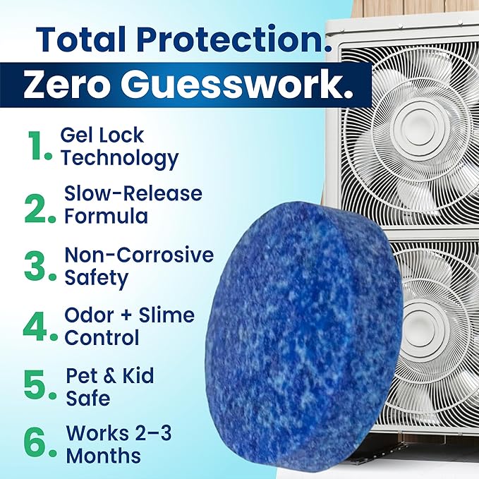 AC Pan Tablets, Commercial-Grade, Gel Lock Tech: Long Lasting, Moisture Activated Slow Release, Non-Corrosive & Safe - No Residue, Pan Treat Tablets (1 Ton, 140 Pack)