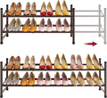 Tajsoon 2 Tier Expandable Shoe Rack for Closet, 28“-41“Adjustable & Stackable Shoe Shelf Storage, Metal Shoe Rack Organizer for Front Door Entrance, Closet, Garage, Entryway, Bronze