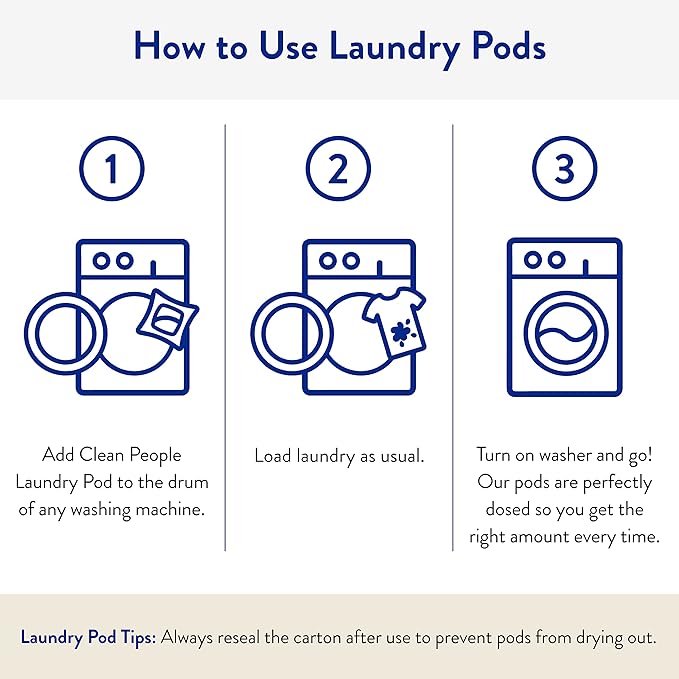 The Clean People Laundry Detergent Pods - Hypoallergenic Laundry Pods - Ultra Concentrated, Recyclable Packaging, Stain Fighting - Spring Scent, 96 Pack