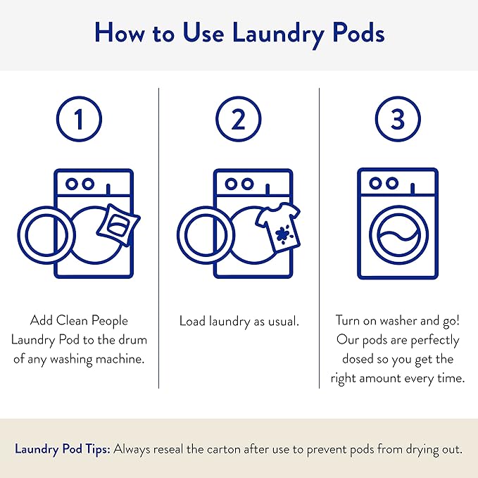 The Clean People Laundry Detergent Pods - Hypoallergenic Laundry Pods - Ultra Concentrated, Recyclable Packaging, Stain Fighting - Fresh Scent, 96 Pack