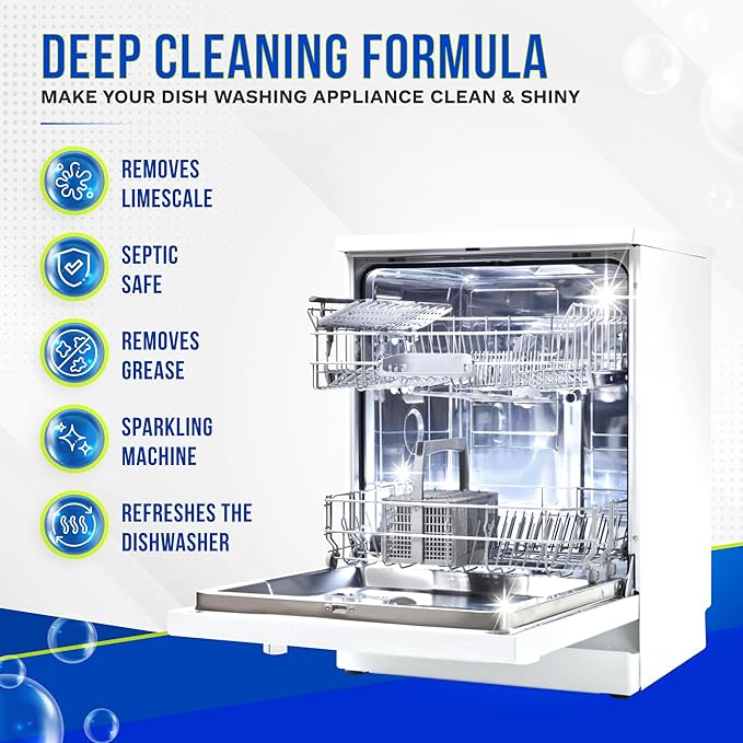 Freshero Dishwasher Cleaner and Deodorizer Tablets 26-Pack, Deep Cleaning Descaler for Dishwasher Machine, Heavy Duty, Septic Safe, Removes Grease & Build-ups, 1 Year of Cleaning Supplies (Unscented)