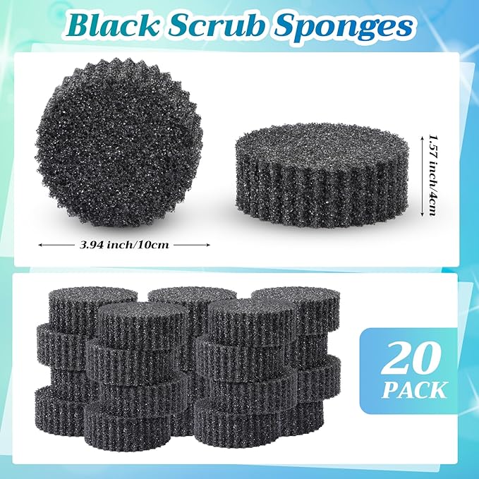 20 Pack Black Scrub Sponges Multi Functional Temperature Sensitive Non Scratch Dish Sponge for Washing Dishes Kitchen Bathroom