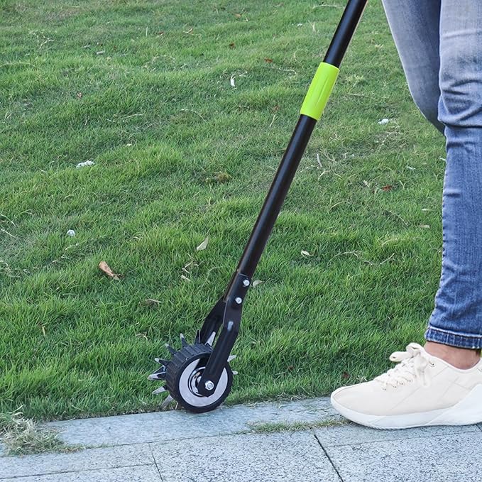 Wheel Rotary Lawn Edger - Manual Grass Edger with Long Handle (66.9 Inch), Adjustable for Landscaping, Garden, Yard
