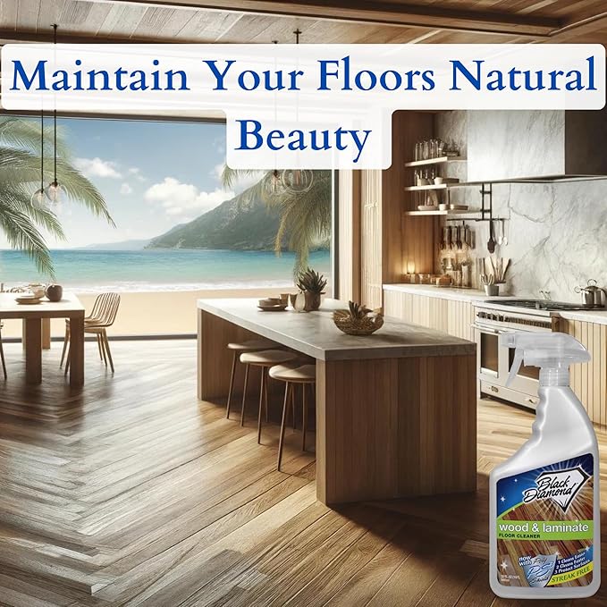 Black Diamond Stoneworks Wood, Laminate, Hardwood & Luxury Vinyl Floor Cleaner Spray – Multi-Purpose Mopping Solution for a Streak-Free Clean s (160 FL Oz)