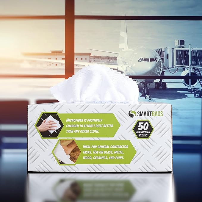 Arkwright Smart Rags Microfiber Cleaning Cloths Bulk, Case of 400, Lint Free 180 GSM Reusable Towels for Auto, Office and Household Cleaning, 12 x 12 in, White