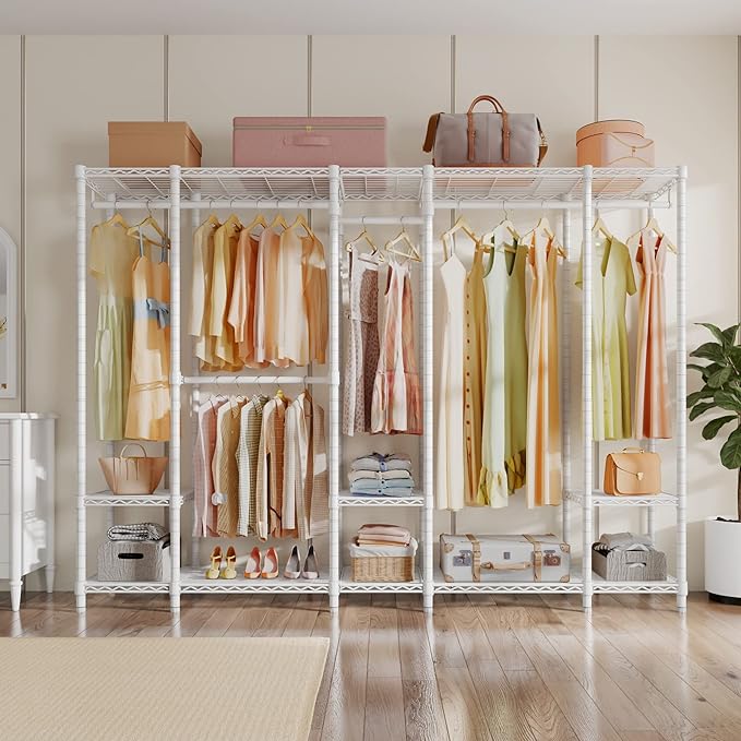 VIPEK V50 White Closet Rack, Extra Large Heavy-Duty Freestanding Wardrobe with Adjustable Shelves for Bedroom, Apartment, Walk-in Closet, 1300 lb Capacity