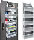Sturdiness Over The Door Organizer, 5 Shelves & 8 Side Pockets,Anti Tilt Hanging Behind Door Storage, Heavy-Duty Reinforced Mesh Rack Holds 44lb for Bathroom,Pantry, Nursery,Closet, Shoes, Towels