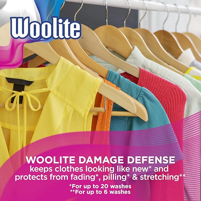 Woolite Damage Defense Liquid Laundry Detergent – Protects Clothes from Stretching & Pilling, 50oz