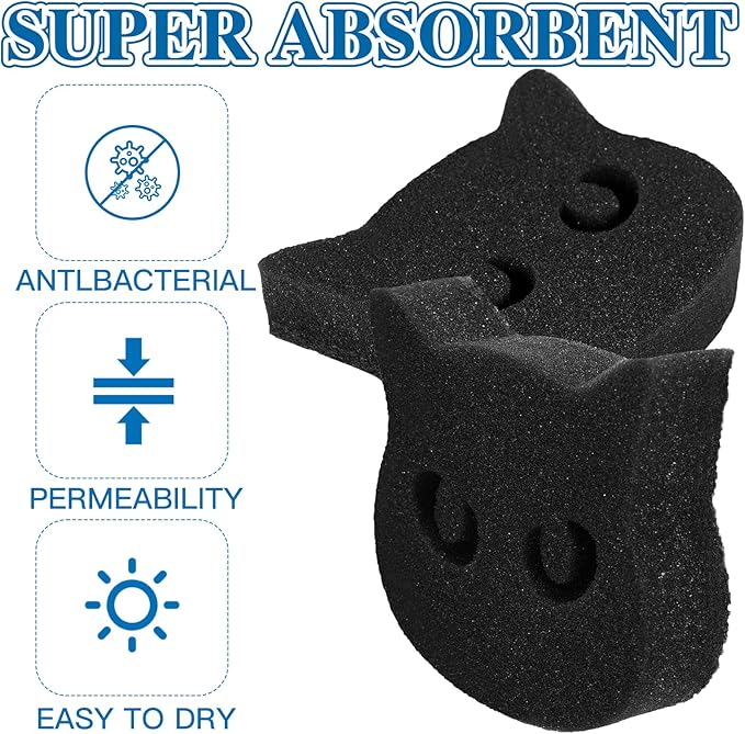 Tioncy 12 Pack Black Cat Sponges Bulk Dual Sided Scrubber Sponges Dishwashing Non Scratch for Cat Kitchen Accessories Dish Scouring