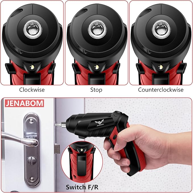43 in 1 Household Tool Set with 3.6V USB Cordless Electric Screwdriver,Home Tool Kit with Cordless Drill Driver(Red)