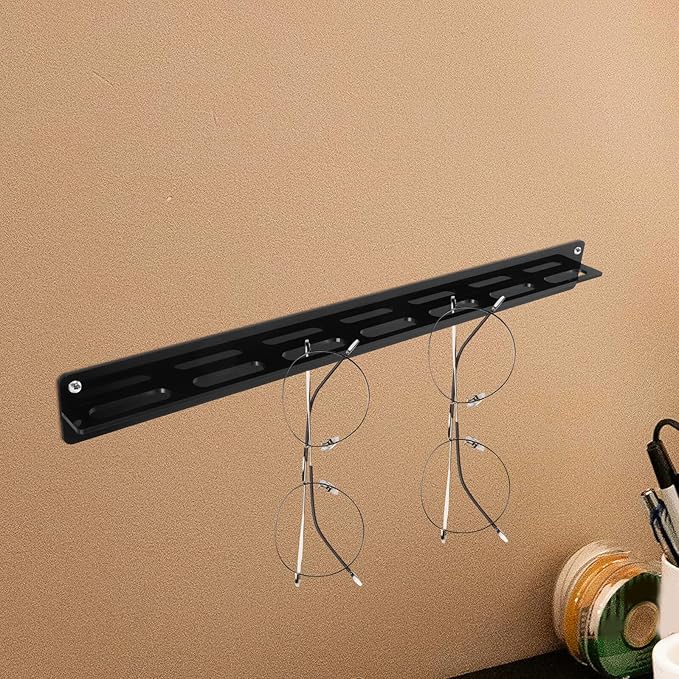 Uonlytech Wall-Mounted Sunglasses Organizer Acrylic Display Rack for Eyewear Storage Holder Black Hanging Sunglass Stand for Home Entryway and Closet