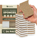 Plant-Based Kitchen Sponges (24 Pack) | USDA Biobased Certified | FSC & PETA Approved | Natural Cellulose & Coconut Scrubber Sponge | S-Shaped Design | Eco-Friendly, Non-Scratch, Non-Toxic & Vegan