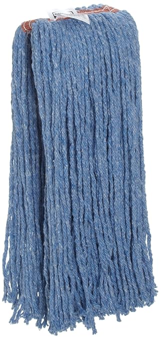 Rubbermaid Commercial Products Premium 8-Ply Cut-End Blend Mop, 20-Ounce, 1-Inch Orange Headband, Blue, Heavy Duty Wet Mop for Floor Cleaning Office/School/Stadium/Bathroom