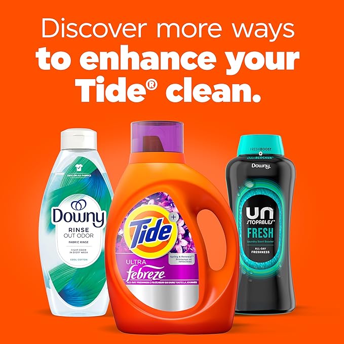 Tide Ultra Febreze Liquid Laundry Detergent, Spring and Renewal scent, 92 fl oz, 65 Loads, Laundry Detergent Liquid with All-Day Freshness
