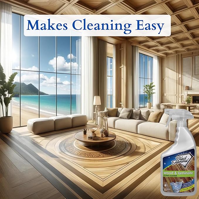 Black Diamond Stoneworks Wood & Laminate Floor Cleaner- Ready to Use Non-Toxic No-Rinse Formula - Safe for Vinyl, Wood, and Engineered Floors (512 Fl Oz)