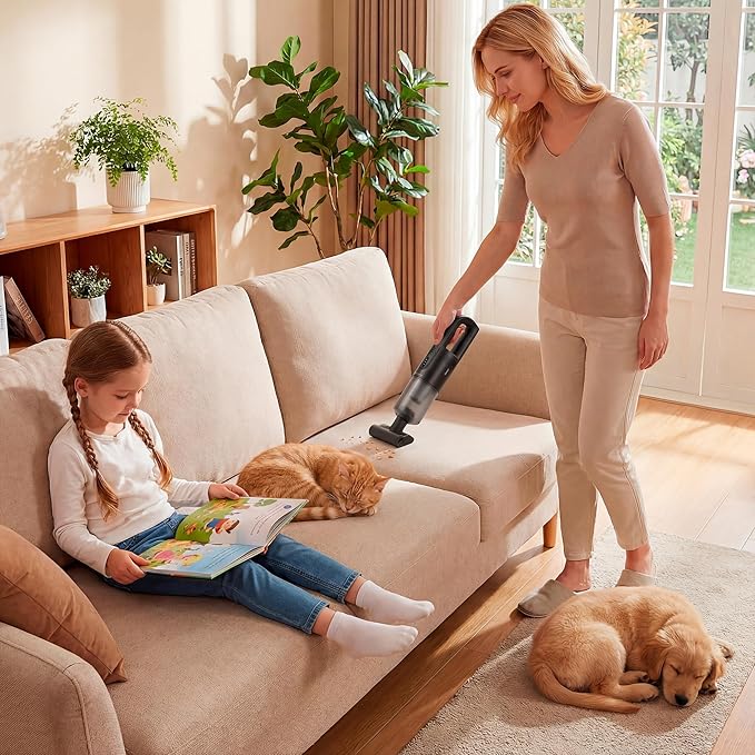 Handheld Vacuum Cordless, 5-in-1 Car Vacuum Portable Cordless 30 Mins Rapid Rechargeable Hand Vacuum Brushless Motor 19000Pa Strong Suction, Dust Busters for Car Home with 4 Nozzles, Black