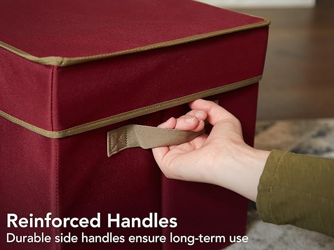 Covermates Keepsakes - Storage Box - Heavy Duty Polyester - Reinforced Handles - ID Window - Indoor Storage - Closet Storage, Red