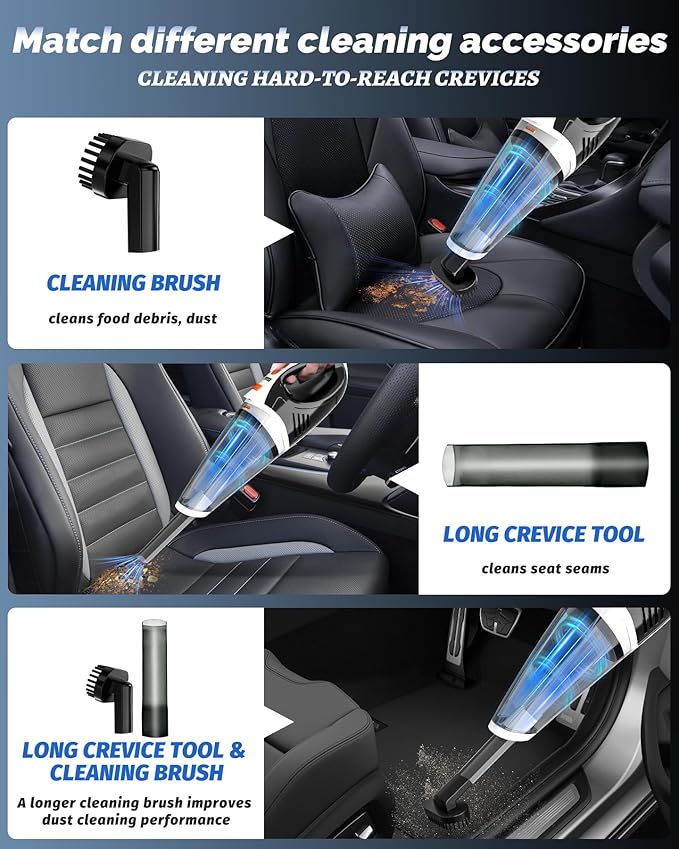 Handheld Vacuum Cordless, Brushless Car Vacuum Cleaner with 12000PA Powerful Suction, 2 Suction Modes Mini Hand Vacuum, Dry & Wet, Portable Vacuum for Car Pet Hair, Home, Office, Keyboards