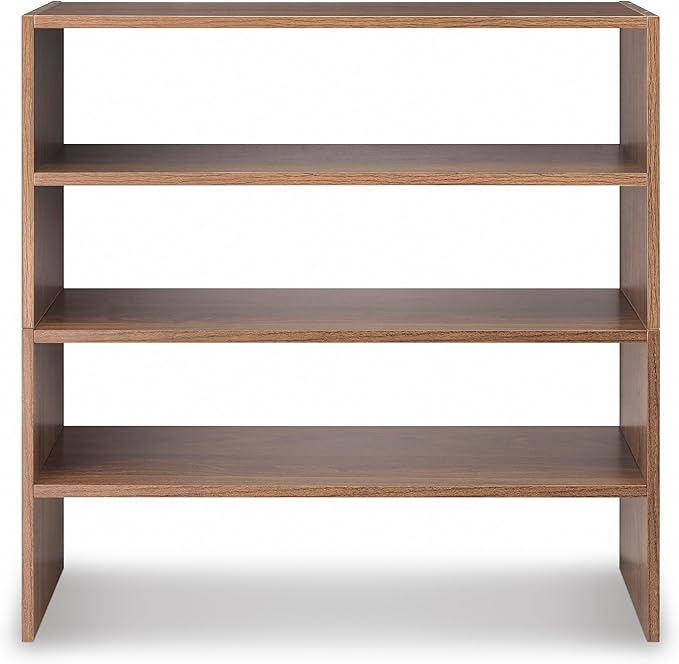 Whitmor Wood Stackable 2-Shelf Shoe Rack, Walnut, 24 inches