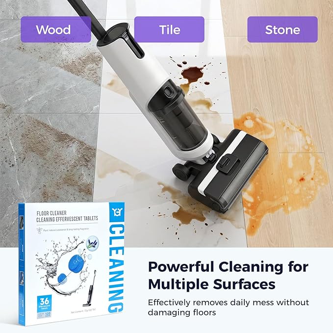 YGY 36 Pack lavender Scent Floor Cleaner, Deodorizes and Deep Cleans for Multiple Hard Floors, Lavender Scent, Compitable with Tineco Vacuum Mop, Cleaning Solution-36 Tablets