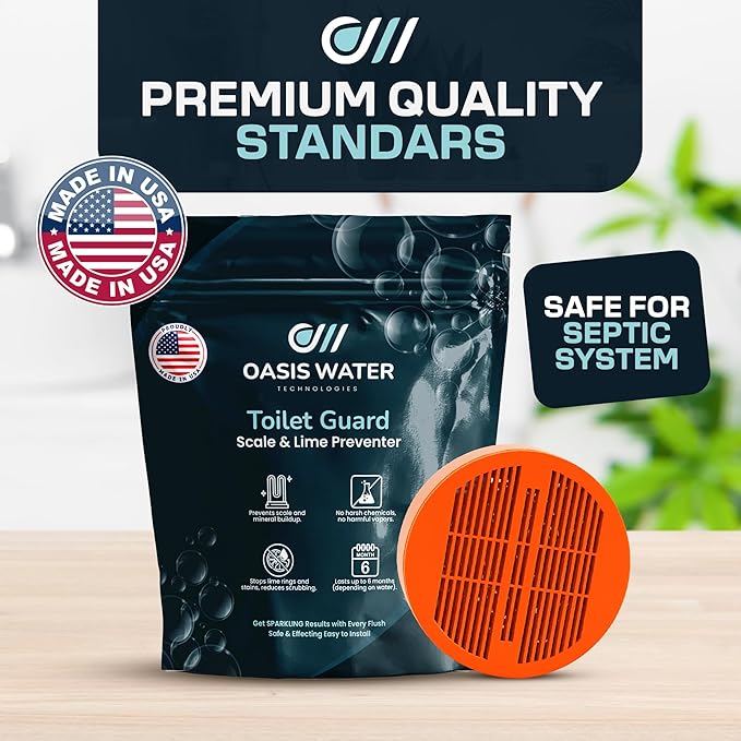 Toilet Guard Hard Water & Limescale Drop-In Toilet Tank Tablet | Polyphosphate Formula | Helps Reduce Rings, Stains & Mineral Buildup | Bleach-Free 180-Day Tablet