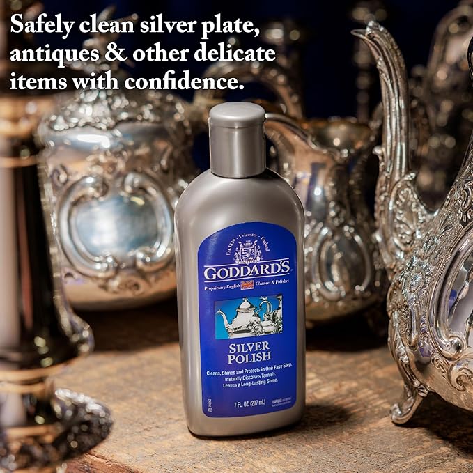 Goddard's Silver Polish Liquid - Silver Cleaner and Polish for Jewelry, Silverware, Ornaments, Accessories, Antiques & More - All-in-One Tarnish Remover Solution, 7 oz