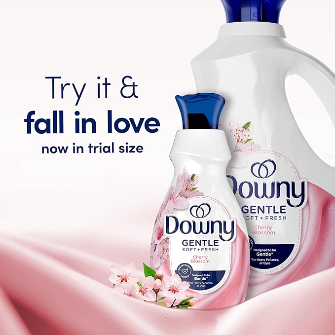 Downy Gentle Soft + Fresh Fabric Softener Liquid, Cherry Blossom Scent, 93 FL OZ, 138 loads, Liquid Fabric Softener Designed to be Gentle on Skin