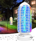 Bug Zapper Outdoor with Colorful Lighting and Auto-Sensing, 3 in 1 Cordless 4000mAh Battery Electric Fly Trap, Rechargeable Mosquito Zapper for Camping, Patios, Garden, Kitchen (2Pack-White)