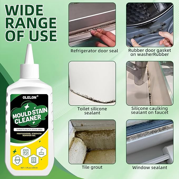 Mold Stain Remover Gel for Washing Machine Cleaner Front Loader Rubber Grout Cleaner Home Stain Removal Gel for Washer Showers Bathroom and Floor Tile - 300ML
