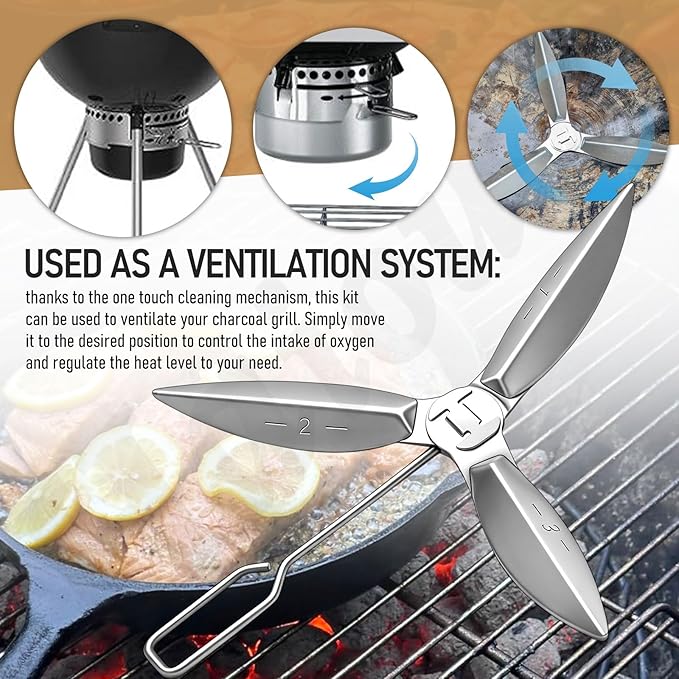 18-1/2-Inch Grills One-Touch Cleaning System Kit, for Weber 7443 90719 Charcoal Grill/Kettle Grills Replacement Parts 7444, Easy to Install and Durable.