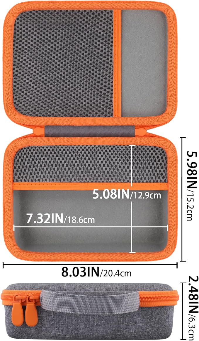 for WOLFBOX MF200 Compressed Air Duster Hard Storage Case(Gray Case,Orange Zipper)