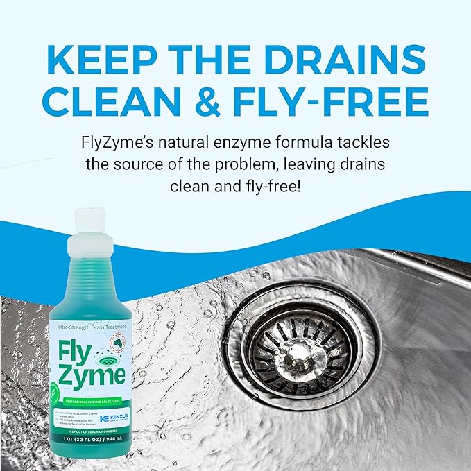 Fly-Zyme, Highly Concentrated Enzyme Drain Cleaner for Pipes, Drain Gel for Fruit Flies, Organic Waste Degrader & Odor Neutralizer, 32 fl oz