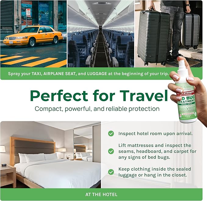 Hygea Natural Extra-Strength Bed Bug DIY Kit - unique, Odorless, Child & Pet Friendly - All water-friendly surfaces - 1 Bed Bug Spray (24 oz) & 1 Bed Bug Travel Spray in TSA Approved Size (3 oz)