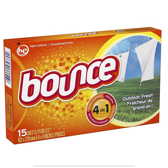 Bounce Outdoor Fresh Scented Fabric Softener Dryer Sheets, 15 Count