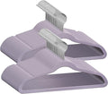 TechZoo 50 Premium Kids Velvet Hangers - 14'' Non-Slip, Ultra-Slim & Space-Saving Hangers - 360° Swivel Hook, Strong & Durable for Children & Preteens - Purple