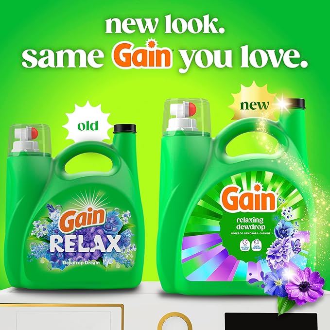 Gain Liquid Laundry Detergent, Relax, HE Compatible, 154 fl oz, 107 Loads